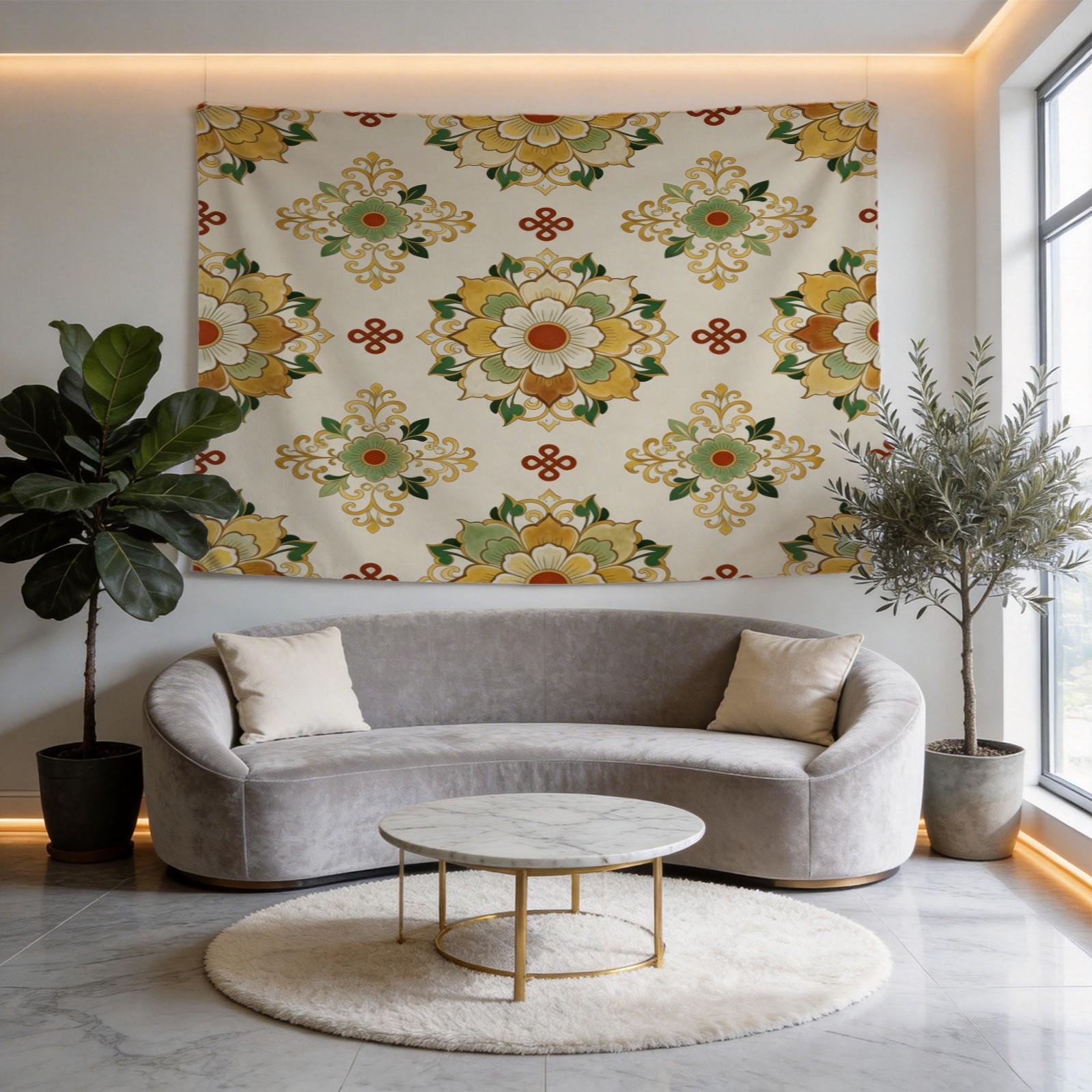 1 Piece Vintage Floral Mandala Tapestry, HD Digital Printed Wall Hanging Tapestries, Aesthetic Boho Tapestry, Easy to Hang for Living Room Bedroom Dorm Home Decor