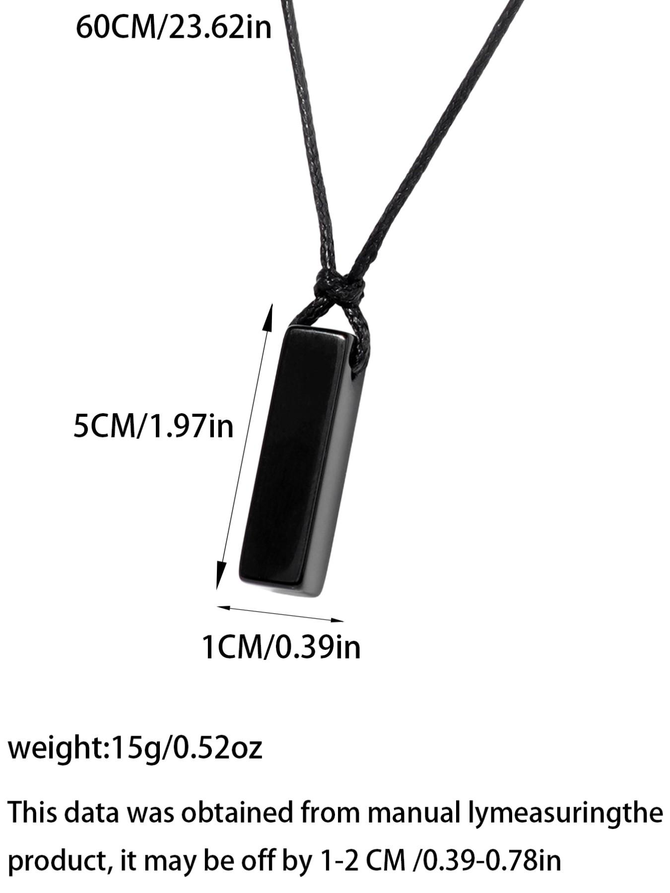 Men's Irregular Stone Pendant Necklace, New Energy Original Stone Rope, Adjustable Protective Stone, Trendy Long Rectangle Pendant