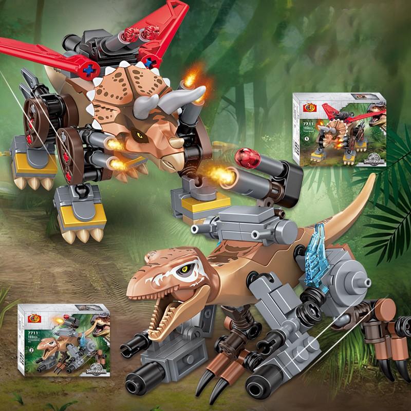 TOOUEE 1 PC Random Mechanical Dinosaur Building Blocks Set, Plastic Constructible Model Kit for Dino Fans & Collectors, Desktop Display Decor, Compatible with Most Major Brands, Great Gift for Birthday Christmas Halloween