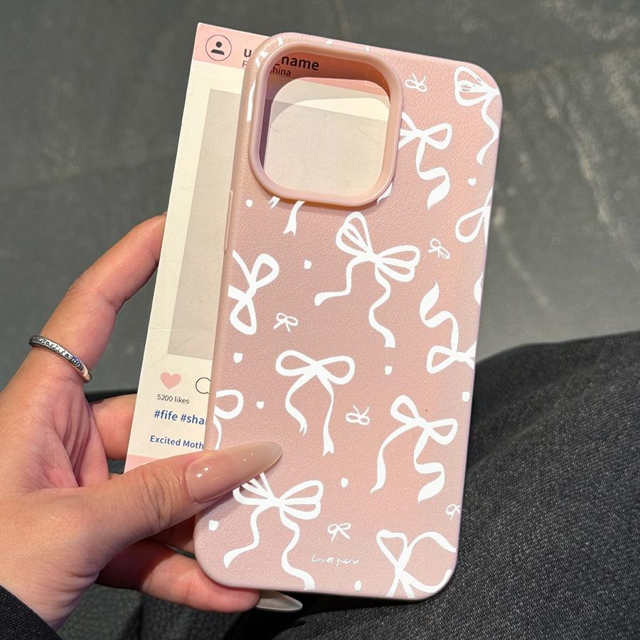 Bow Pattern Phone Case, Comfortable Feel, Protects From Drops, Fits Multiple iPhone Models, Durable Anti-Fingerprint Tpu Cover
