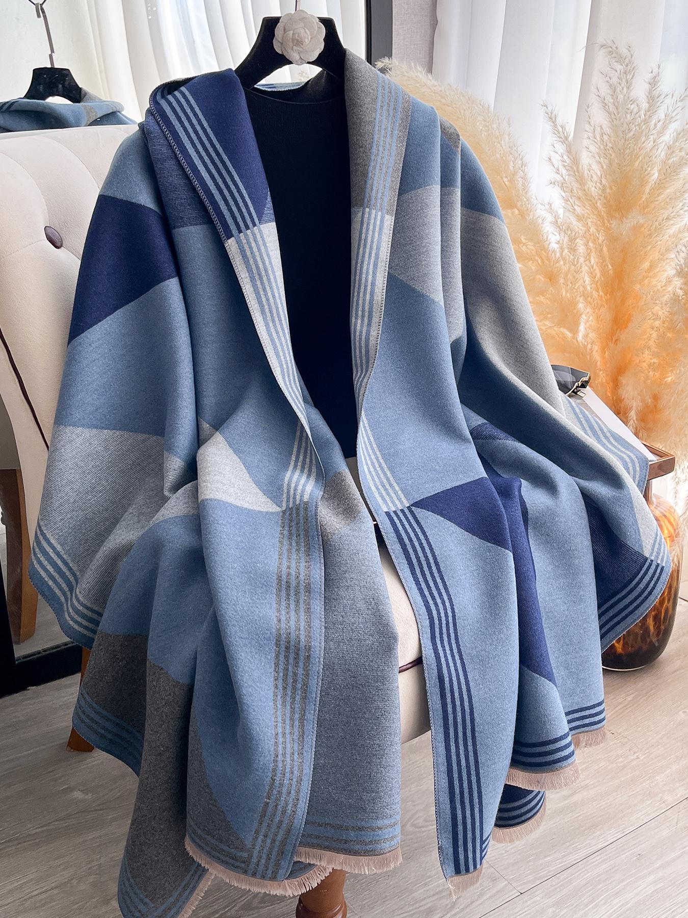 Colorful Patchwork Print Scarf, Soft Warm Shawl Wrap for Fall & Winter, Casual Fashion Accessory, Modern Daily Wear, Thick Woven Fabric