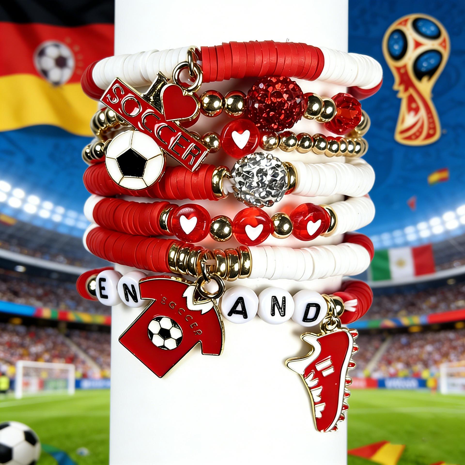 Soccer Fan Bracelet World Cup Style, Argentina Brazil USA Football Bracelet, Stretch Beaded Jewelry, Game Day Outfit, Sports Lover Gift, Trending Fan Accessory