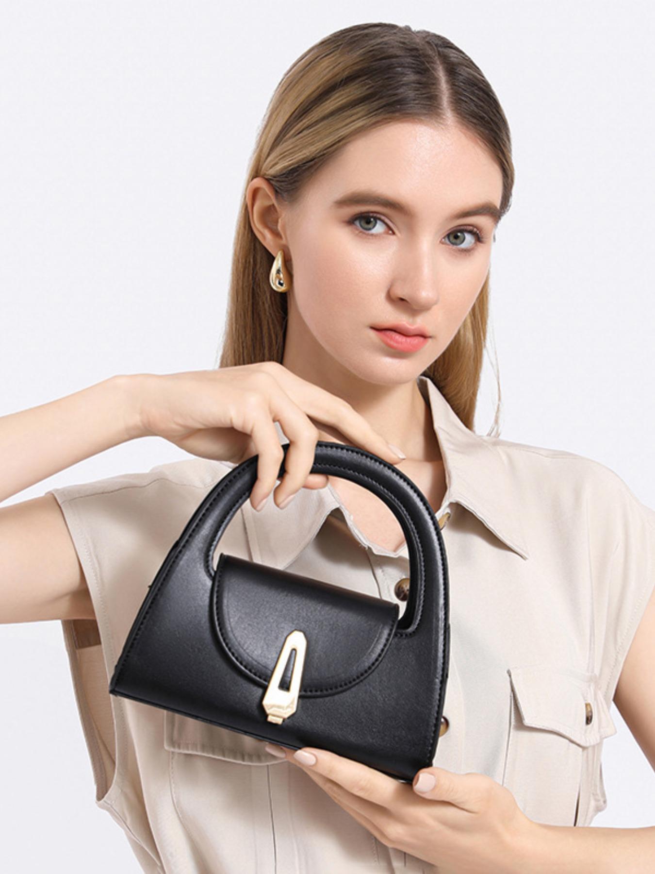 2026 Summer New Half Circle Bag, Solid Color Commuter Retro Lock Buckle Handbag, Trendy Casual Crossbody Bag for Women