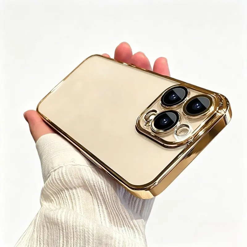 Bestseller 2026 Slim Minimalist Electroplated Edge TPU Phone Case, Multiple Colors Option Unisex Protective Cover 1pcs for iPhone 11/12/13/14/15/16/17 Air/Plus/Pro/Pro Max