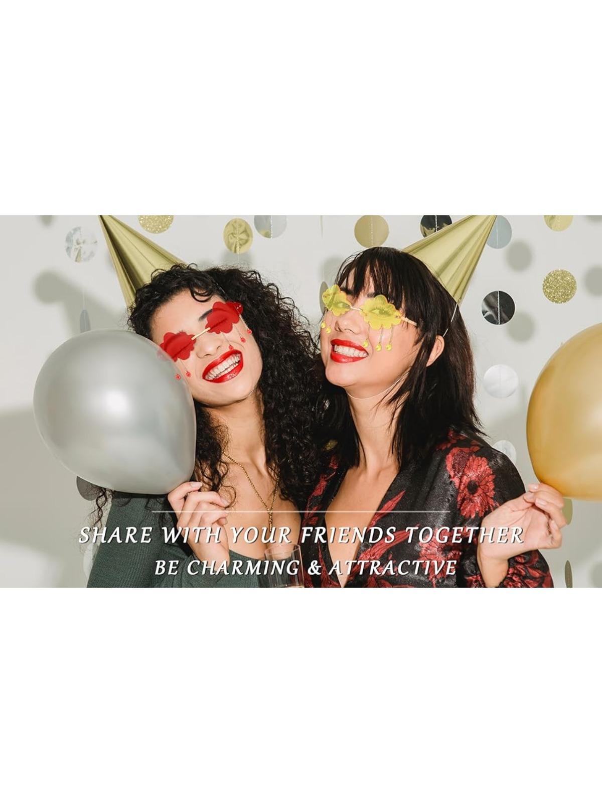 FEISEDY Retro Dripping Cloud Shaped Tassel Sunglasses Rimless Women Funny Party Disco Eyewear B2834