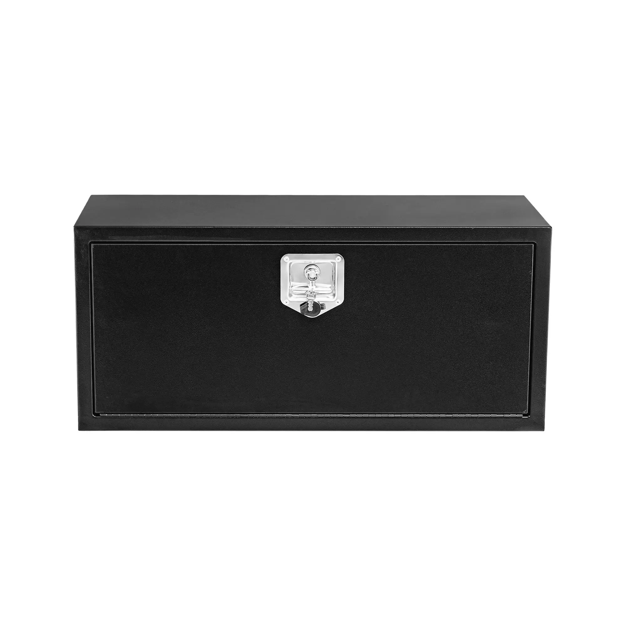 Heavy Duty Black Steel Underbody Truck Tool Box with T-Handle Lock, Waterproof Storage Chest, Smooth Surface Utility Organizer, Fits Truck Beds, No-Drill Installation