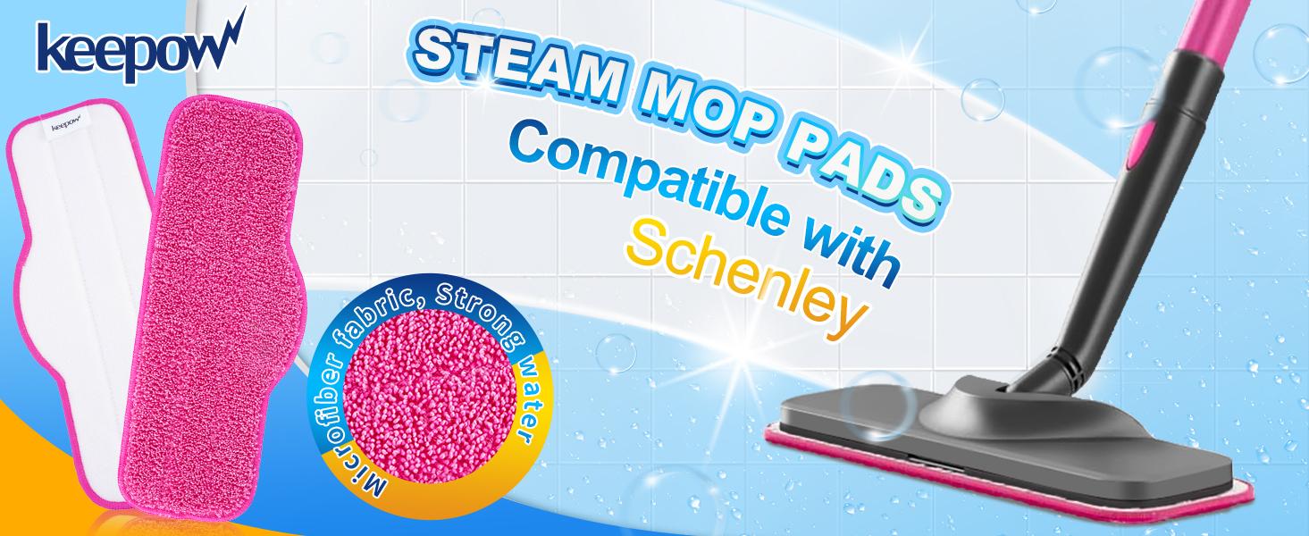 KEEPOW Microfiber Steam Mop Pads Compatible with Schenley Steam Mop Cleaner, Washable and Reusable Replacement Mop Pads Accessories