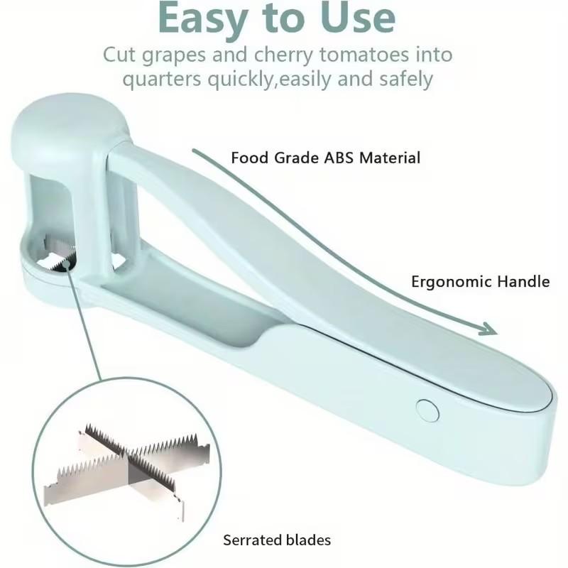 1Pcs Grape Cutter, Grape Slicer, Suitable For Infants And Young Children, Grape, Cherry Tomato, Strawberry Cutter, Quarter Slicing Tool For Vegetable And Fruit Salad Cake Decoration, Stainless Steel Kitchen Gadget, Fruit Cutter