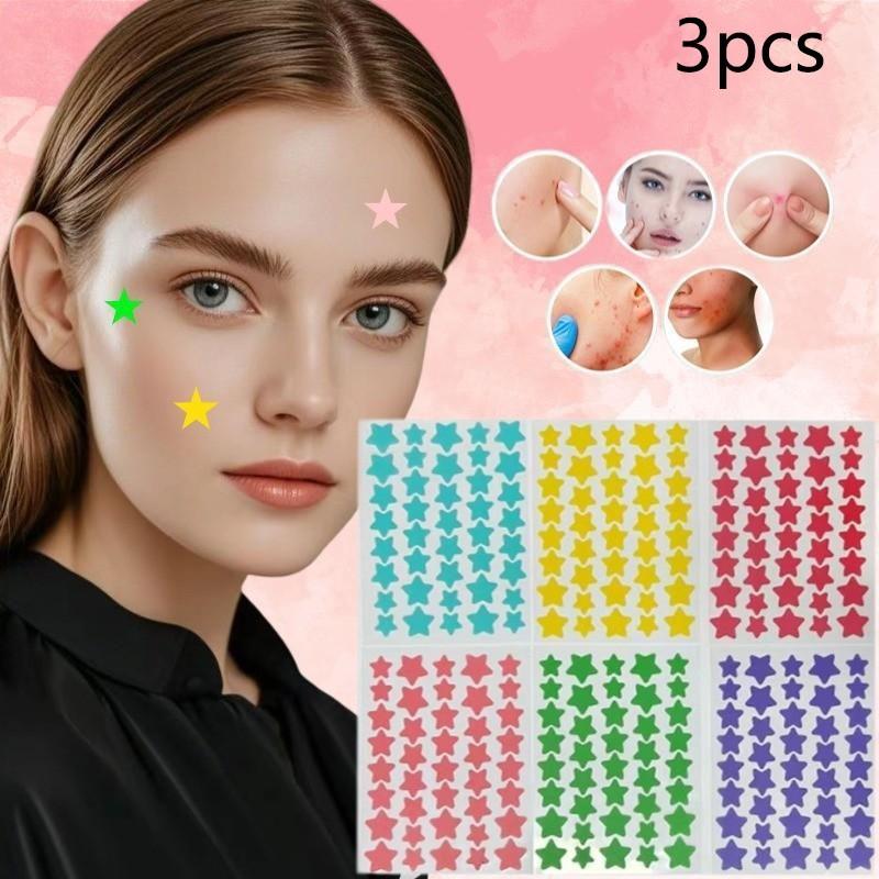 3pcs Star Heart Acne Patches, Random Colors, High Aesthetic Emergency Kit, Invisible Gel Quick Absorption, Redness Reduction, Cute Star Design, Essential for Students