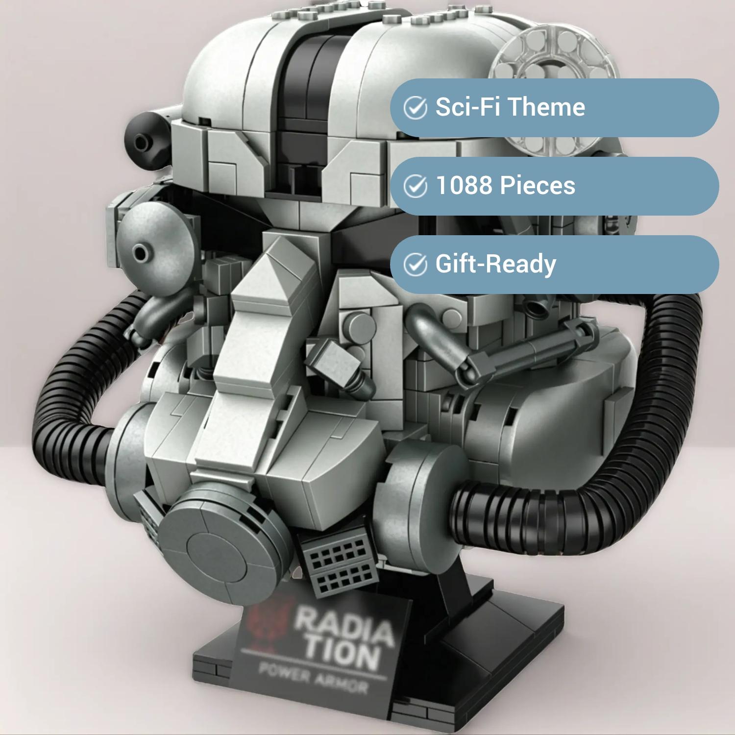 Sci-Fi Heavy Armor Helmet Building Blocks Set - 1088PCS Building Block Assembly Collectible Model Kit with Exquisite Gift Box, Ideal for Holiday & Kids' Presents, Building Sets