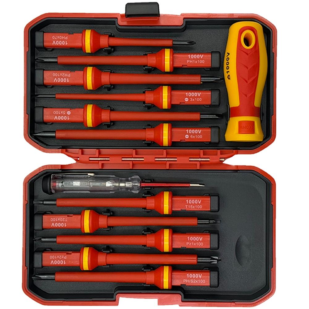 Insulated Screwdriver Tool Kit, Hex Shank Screwdriver, Multipurpose Professional Hand Tool Set, Durable Screwdriver Set for Home, Office and Industrial Use, Tool Box