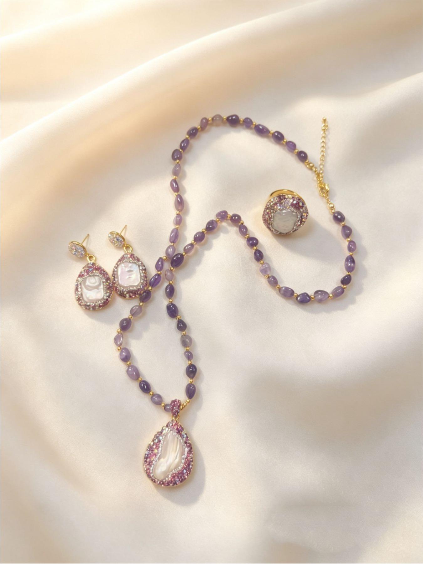 Women's Baroque 3-Piece Jewelry Set, Vintage Vacation Style, Charming Accessories for Special Occasions