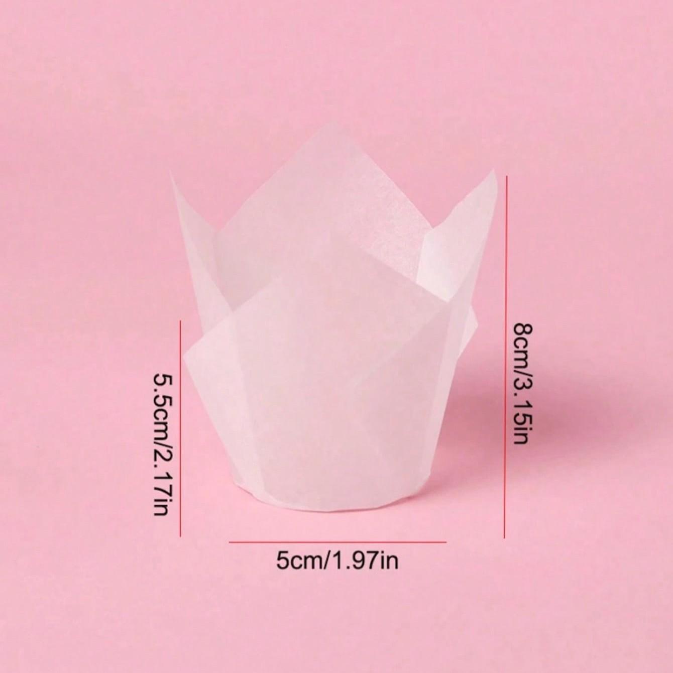 10/50pcs Tulip Paper Cupcake Liners, Muffin Cups, Flame Cups, Heat Resistant Baking Cups, Oil-Proof, Ideal for Holidays & Kitchen Storage