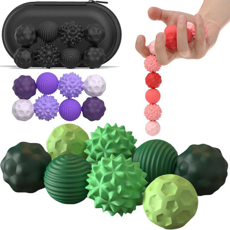 Fidget Ball Toy, Soft Squishy Silicone Sensory Stress Relief Toy for Adults, Teens with Autism, ADHD, Anxiety, Fun Textures Roller Travel Toys Gift Magnetic Silicone Balls