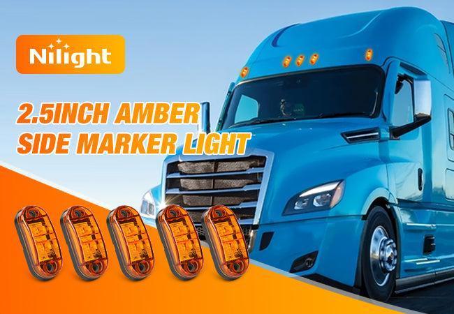 Nilight 2.5 Inch Oval Amber LED Side Marker Light Set (10 Pcs) for Trailers, Trucks, Led Trailer Lights, Truck Lights Nilight 2.5 Inch Oval Amber LED Side Marker Light Set (10 Pcs) for Trailers, Trucks, Led Trailer Lights, Truck Lights