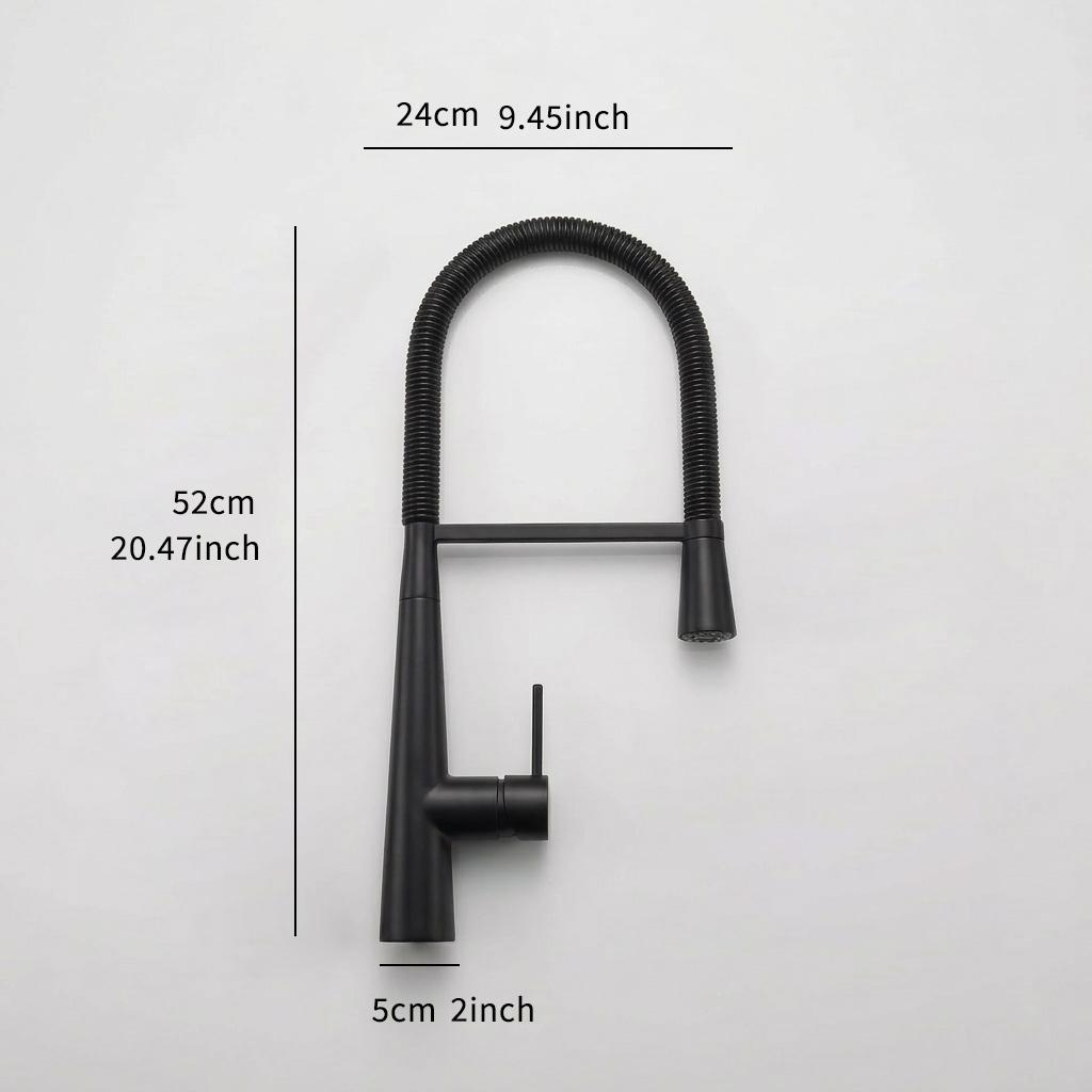 Brass Hot and Cold Water Mixing Faucet, Retractable Showerhead, Modern Design, Matte Finish, 360-Degree Rotation, Kitchen Sink