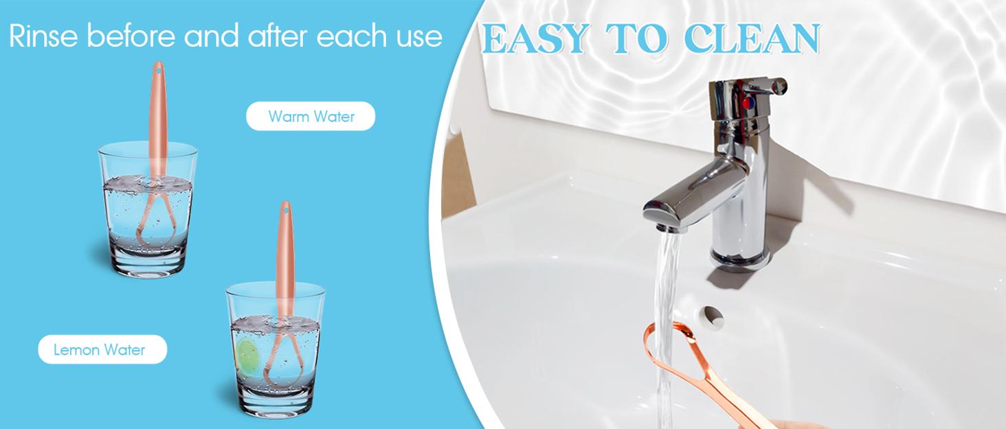 4-Pack Tongue Scraper for Adults and Kids, 100% Stainless Steel Tongue Scraper with Travel Case, 4 Shapes, Perfect for Bad Breath & Oral Hygiene, Easy to Use and Carry, Rose Gold