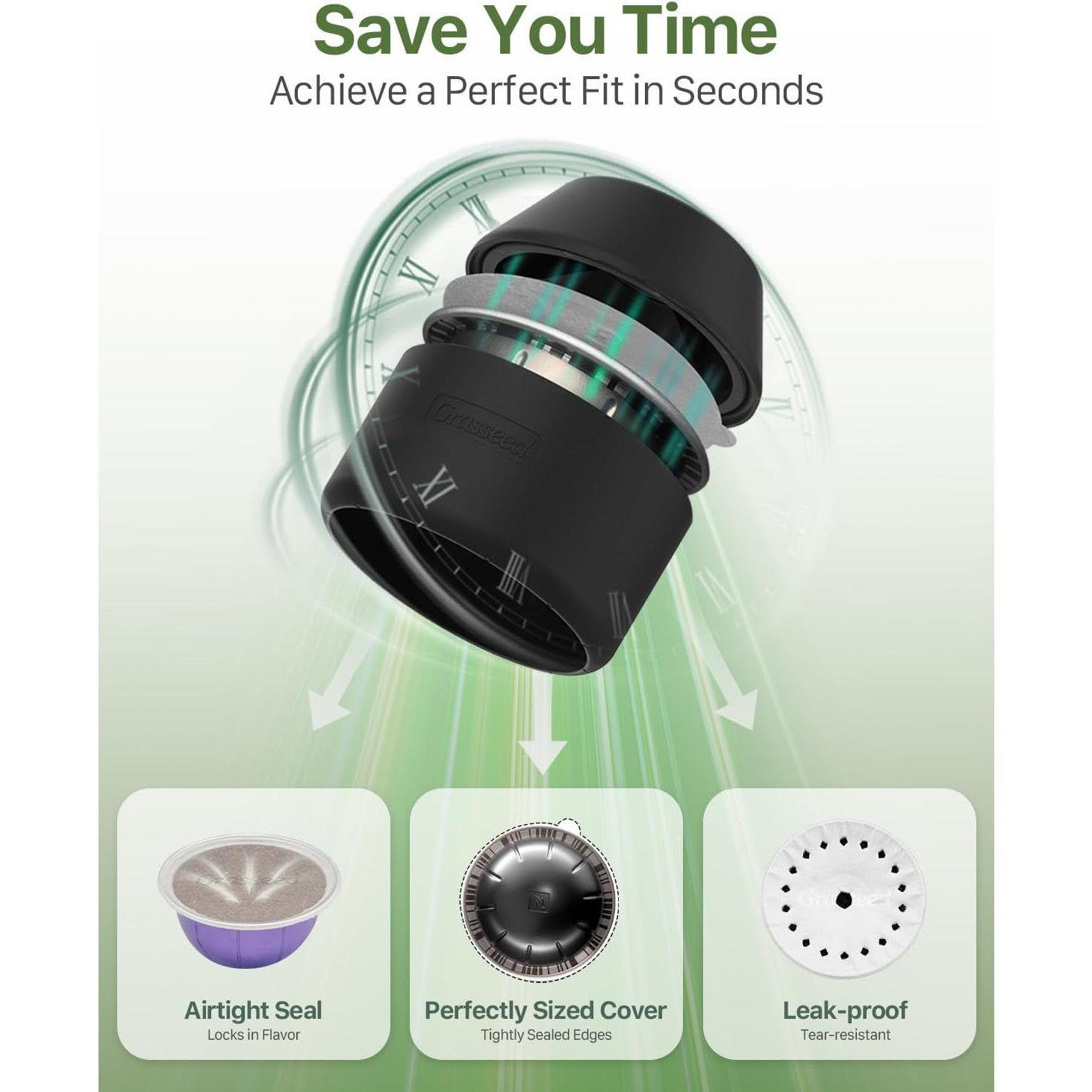 VertuoLine Capsule Kit for  Pods with 50 count  Foil Seals , Refillable Coffee Pods for VertuoLine to Refill Pods