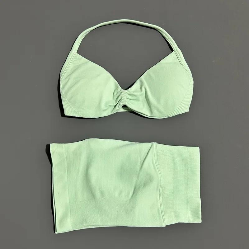 2 Piece Sport Set Women Seamless Yoga Tank Bra Waist Scrunch Bum Gym Shorts Sets Fitness Running Workout Suit,Sports,Leggings,Backless,Halter,Crop,Butt,stylish,activewear,,daily,outfit,,Insulated,Hunting,Camo,mfvim,woman,,athletic,, Two Piece Set