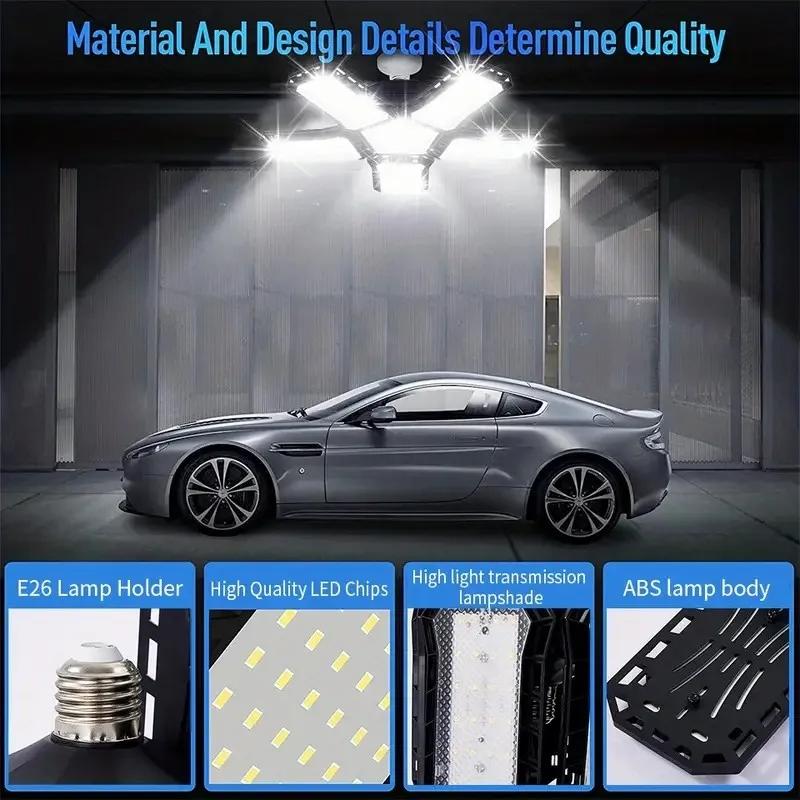 Flexible Panels LED Garage Light E26/e27 Screwed Bulb, Adjustable Lights, Workshop Lighting Bulbs, Industrial Bulbs, Durable & Efficient