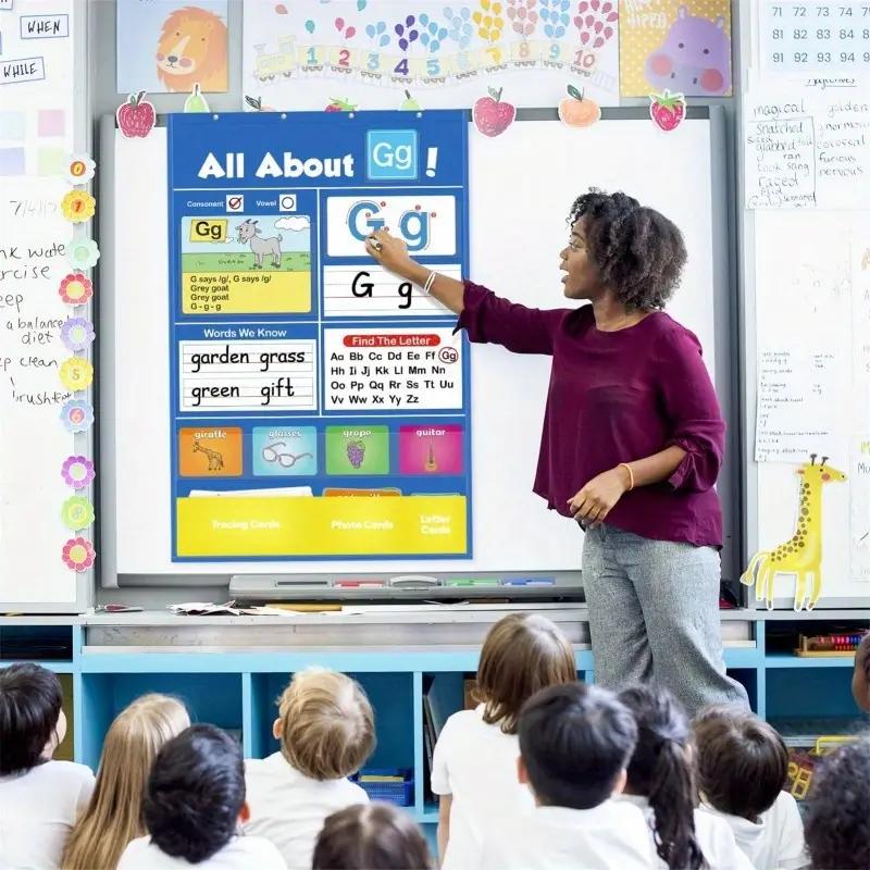 New Alphabet Learning Pocket Chart, Letter Study Sleeve Table Diagram, Educational Toy for Kids, Visual Learning Tools, Easy-To-Use Design