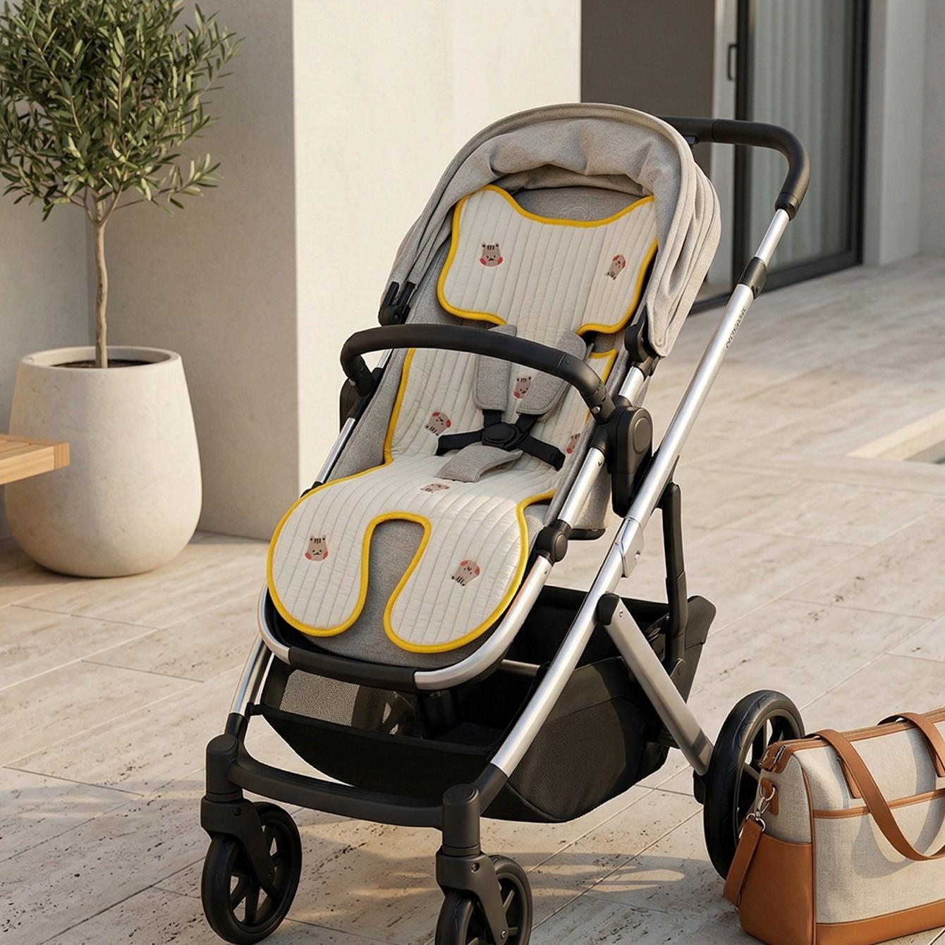 Breathable Stroller Seat Cushion, Comfortable Fabric Baby High Chair Backrest Pad, Portable Infant Carrier Mat for Summer Travel