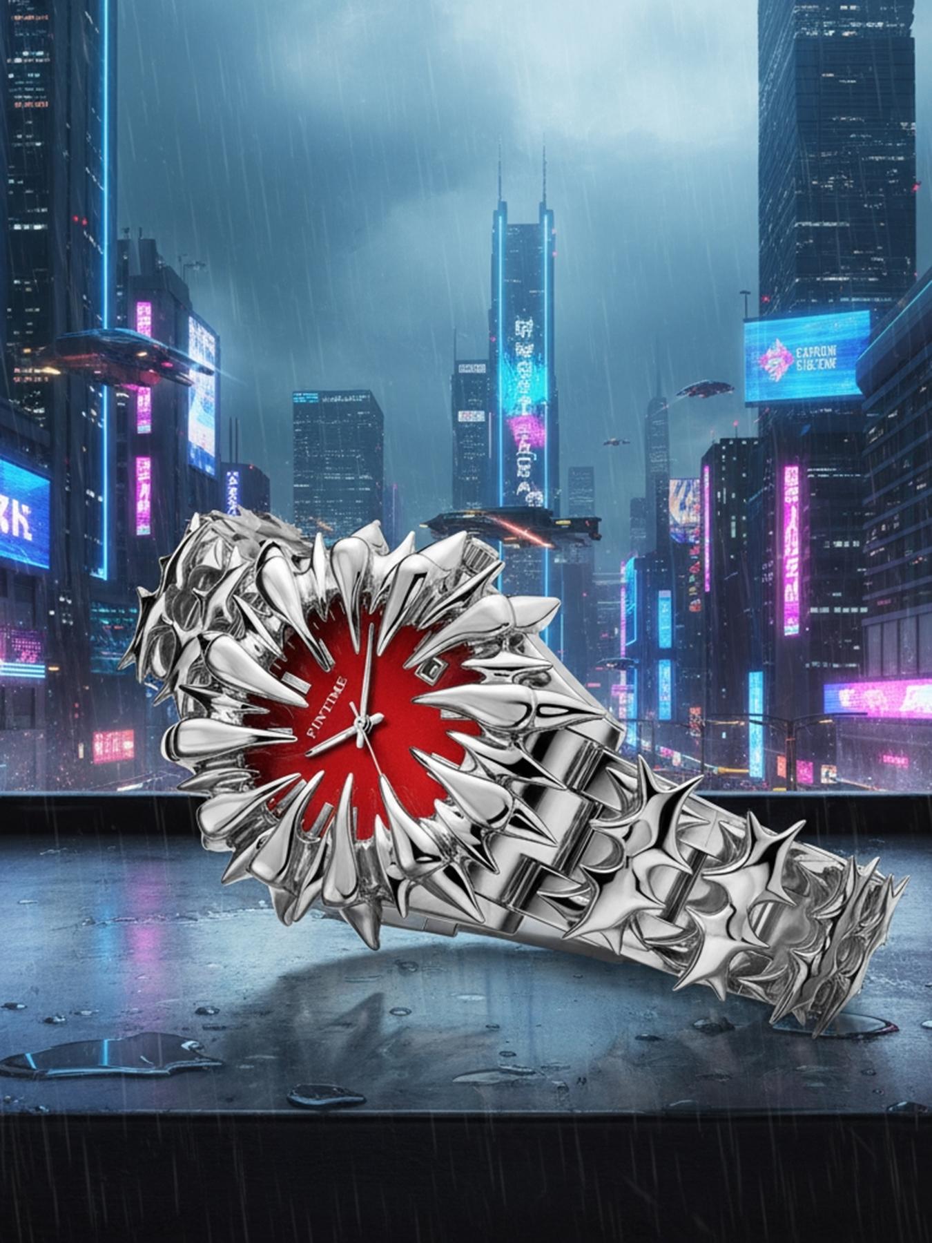 Handmade Quartz Analog Watch, Original European Style Vampire Dragon Scale Spike Design, Unisex Small Batch Wristwatch, Unique Jewelry Accessory