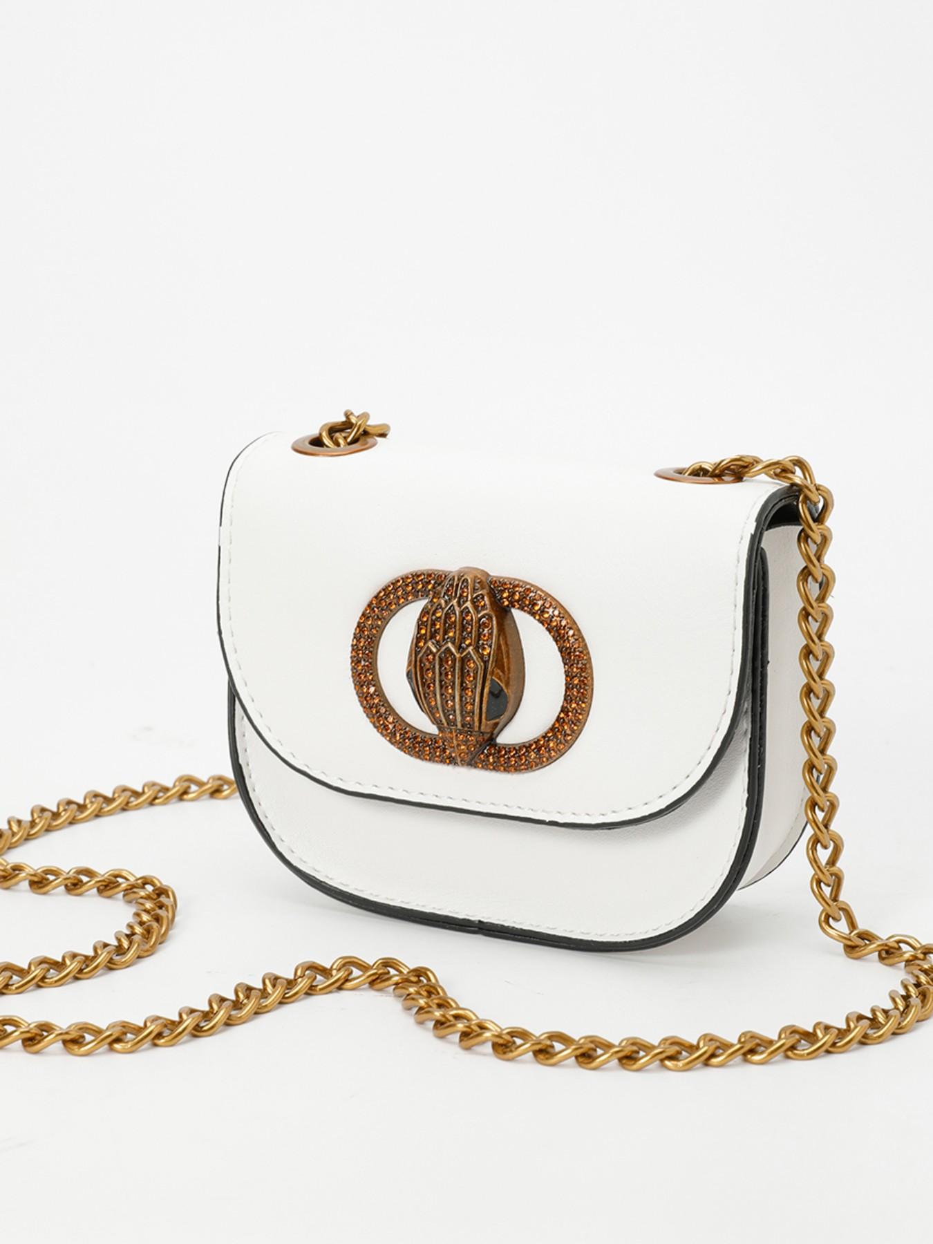 New Mini Diamond Saddle Bag for Women, Chic Chain Wallet, Fashionable Half Circle Crossbody Bag, Cute Portable Handbag for All Seasons