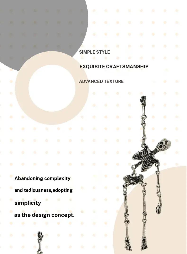 GGIRL Halloween Skull Earrings Jointed Skeleton Dangle Earrings Long Spooky Dangle Drop Skull Pendant Earrings Halloween Jewelry for Girls Women Party Gift Fashion Jewelry Gift for Holiday Haul Christmas Birthdays Anniversaries