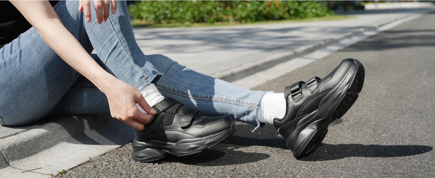 Women wedge Diabetic-Friendly Leather Shoes Walking Shoes Wide Toe Box Shoes womens sneaker