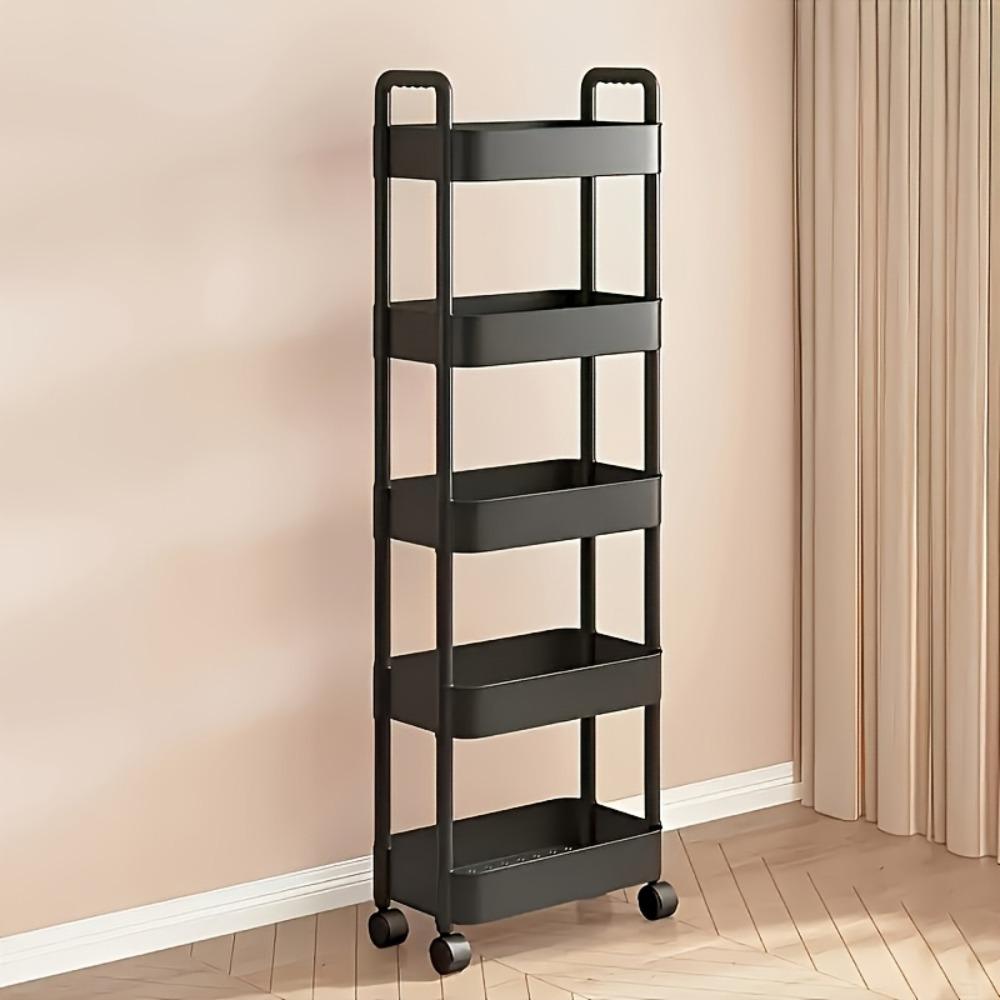 Multi-layer multi-functional trolley, multi-functional storage rack, Display storage rack, movable trolley, movable shelf, 4 universal wheels, suitable for kitchen, bathroom, multi-scene use, made of plastic, cannot place heavy objects