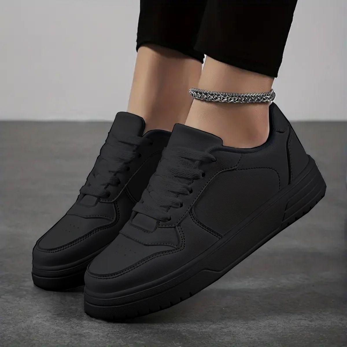 Couple Lightweight Durable Sports Shoes Trainer, Full PU Leather, Low Top Soft Sole, Outdoor Walking Shoes, Sizes 35-45, Comfortable Casual