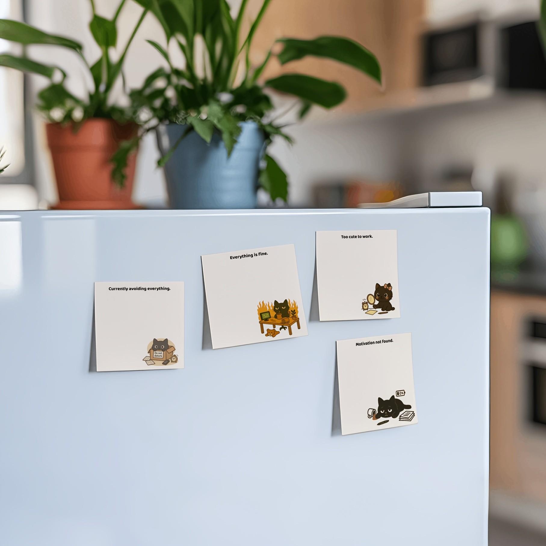 Black Cat Sticky Notes 4-Pack Set, Cute Self-Adhesive Memo Pads with Four Designs, Perfect for Office, School, Journaling, Great Stationery Gift Black Cat Sticky Notes 4-Pack Set, Cute Self-Adhesive Memo Pads with Four Designs, Perfect for Office, School, Journaling, Great Stationery Gift