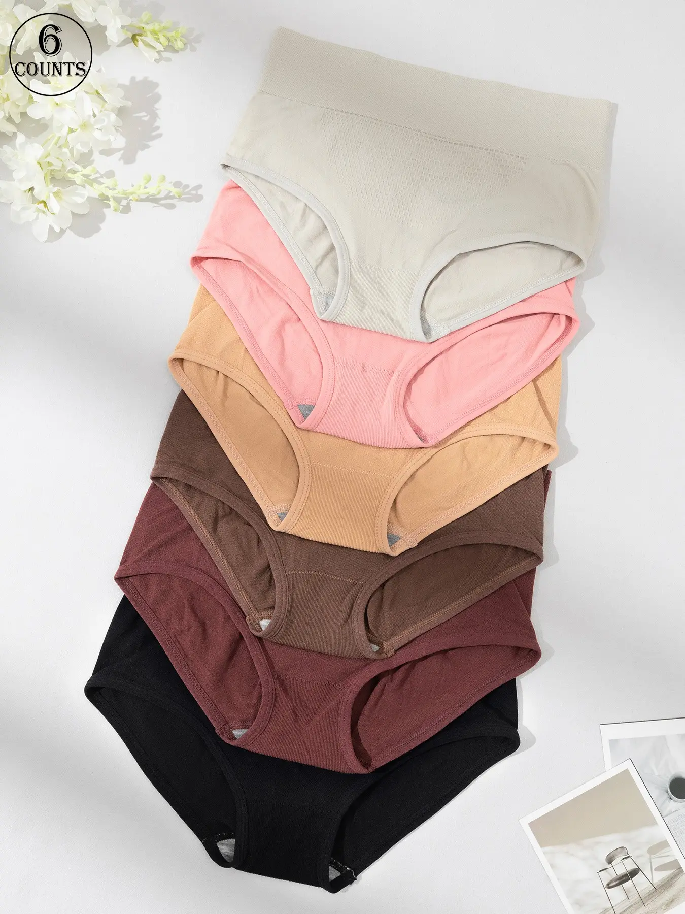 Women's High-Waisted Underwear Set, Tummy Control Butt Lifting Design, Seamless Antibacterial Fabric, Postpartum & Daily Wear