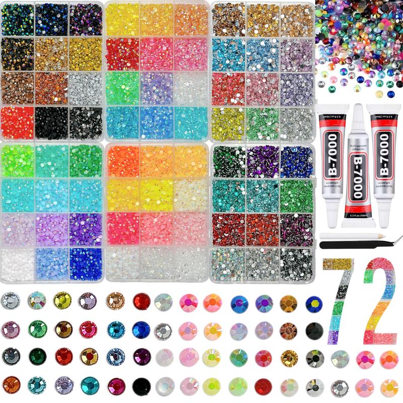 1 Set 72 Colors Shiny Flatback Rhinestones Nail Charms, Sparkly Rhinestones 3mm Multi-colors Semi-circular Resin Nail Art Gems for DIY Headphone Case Pens Glasses Nails Supplies