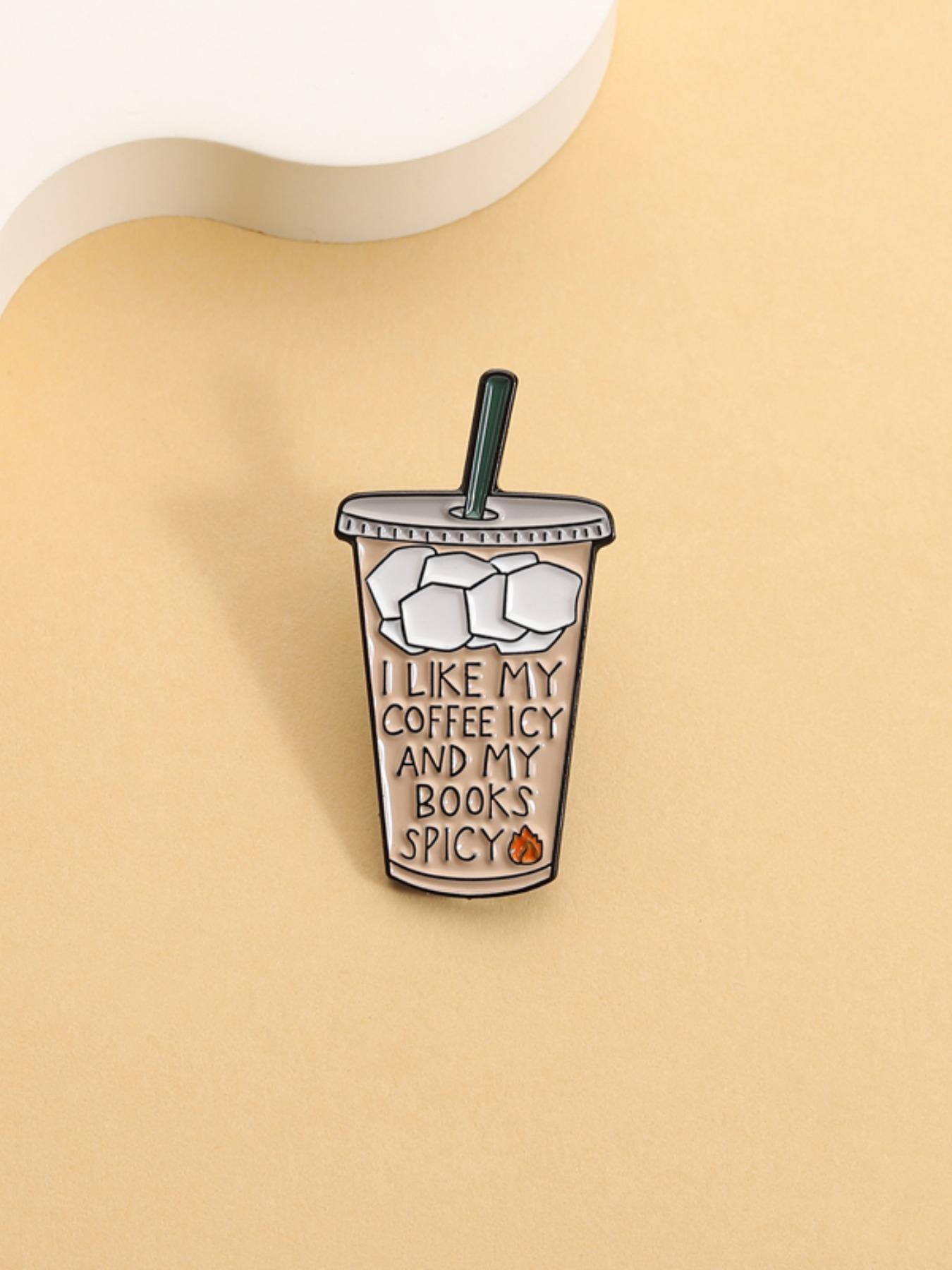 Coffee Reader Backpack Style Accessory, Ice Coffee Hot Book Preference Badge, Drink & Reading Fun Contrast Design, Unique Bag Charm