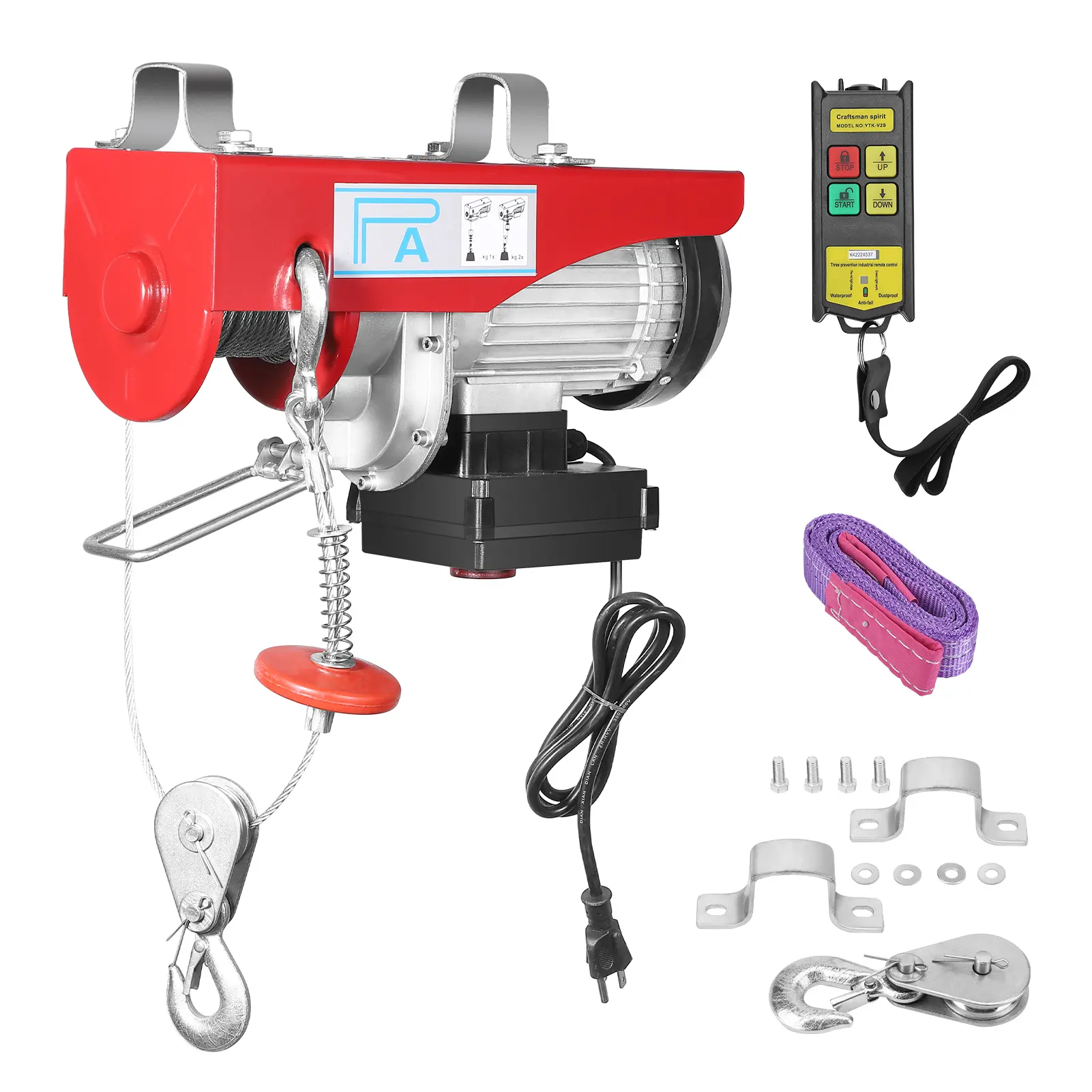 880LBS Wireless Remote Mini Electric Hoist, Heavy-Duty Overhead Electric Wire Rope Winch, Portable Lifting Equipment for Warehouse, Workshop and Home Material Handling