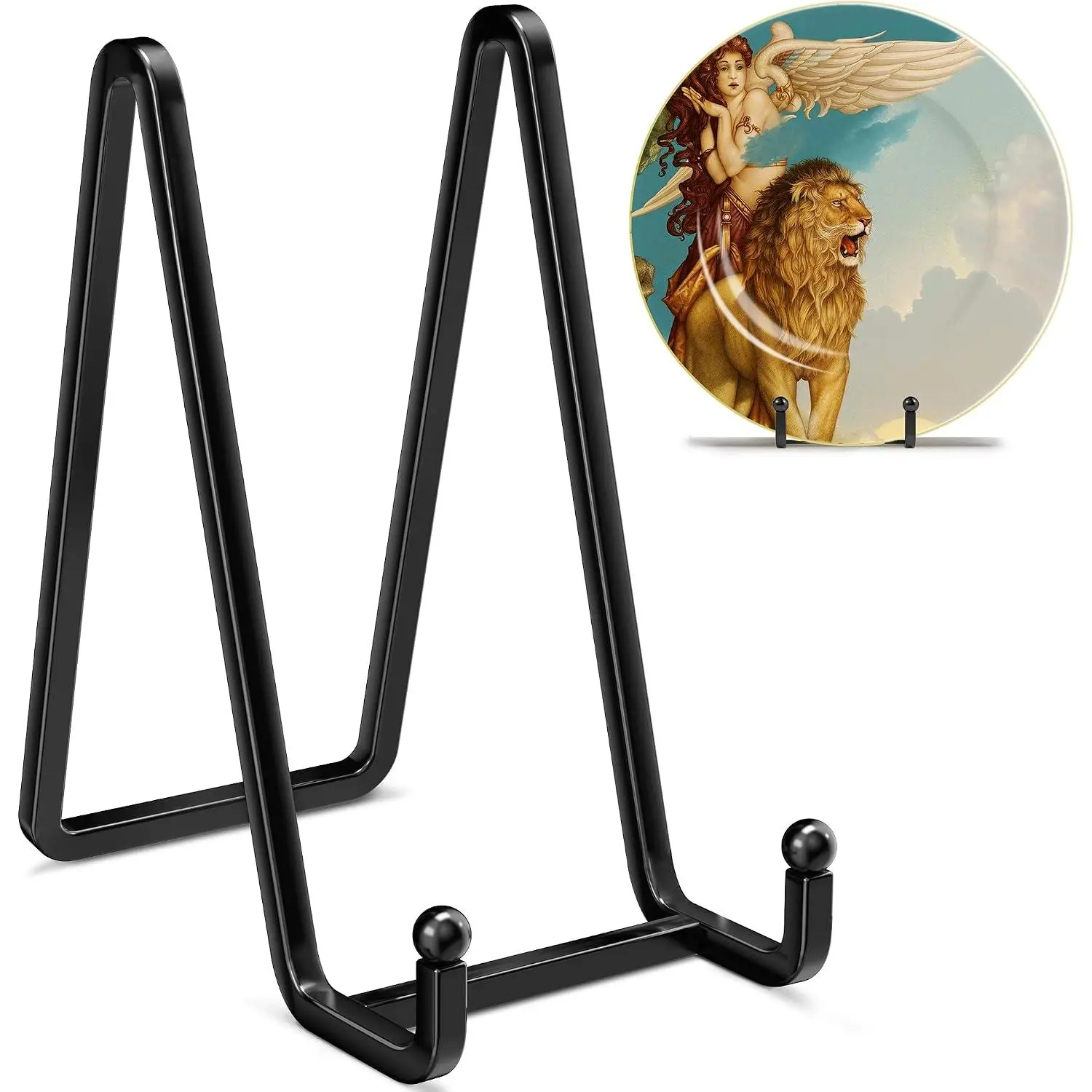 6 Inch Metal Square Picture Frame Easel Stands for Plates, Photos, Decor (Black, 2 Pack)
