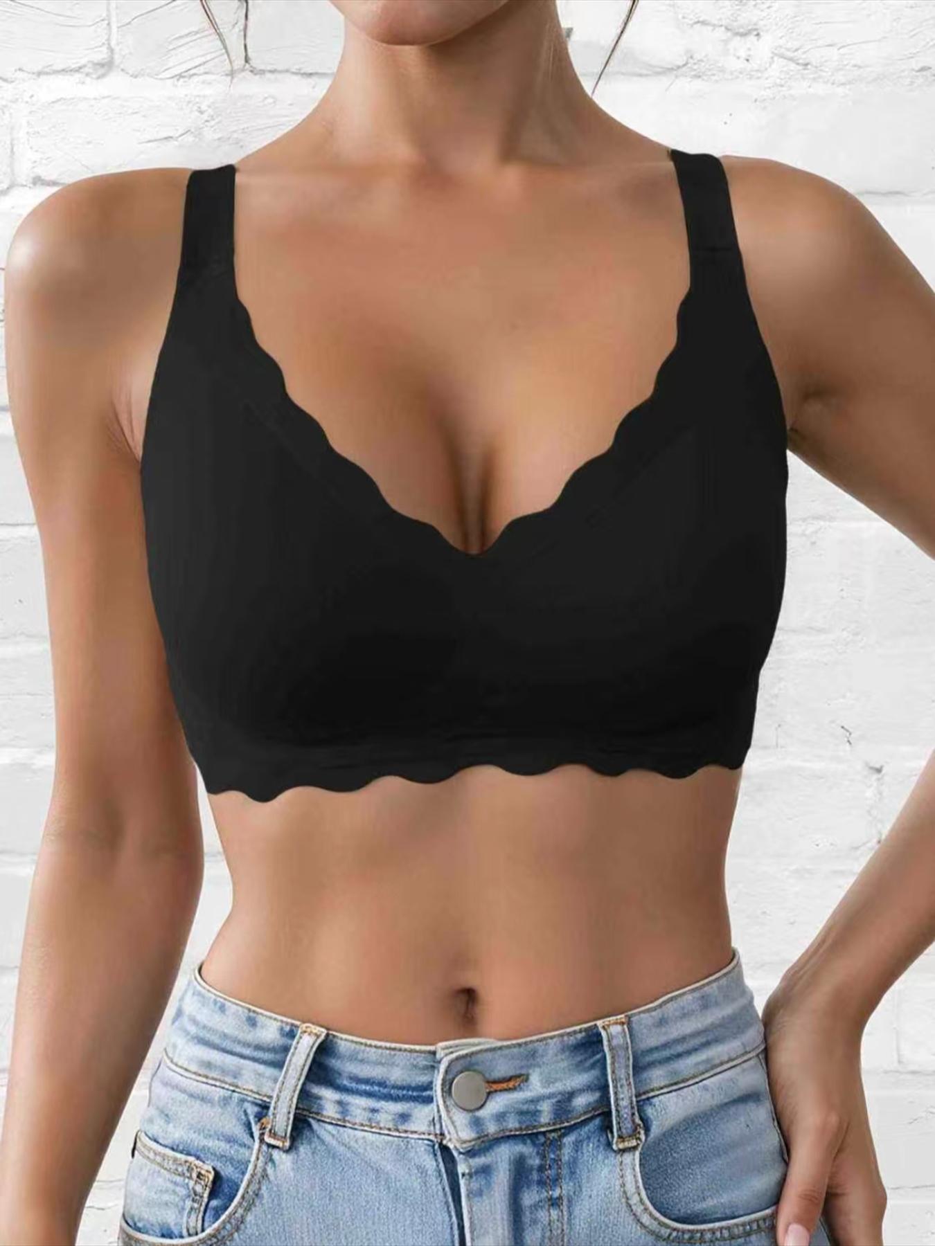 Women's Seamless Supportive Wireless Backless Bra, Adjustable Wide Straps, Comfortable Breathable Daily Wear, Ribbed Stripe Design, Seamless Bras, Medium Fit, Ladies Underwear