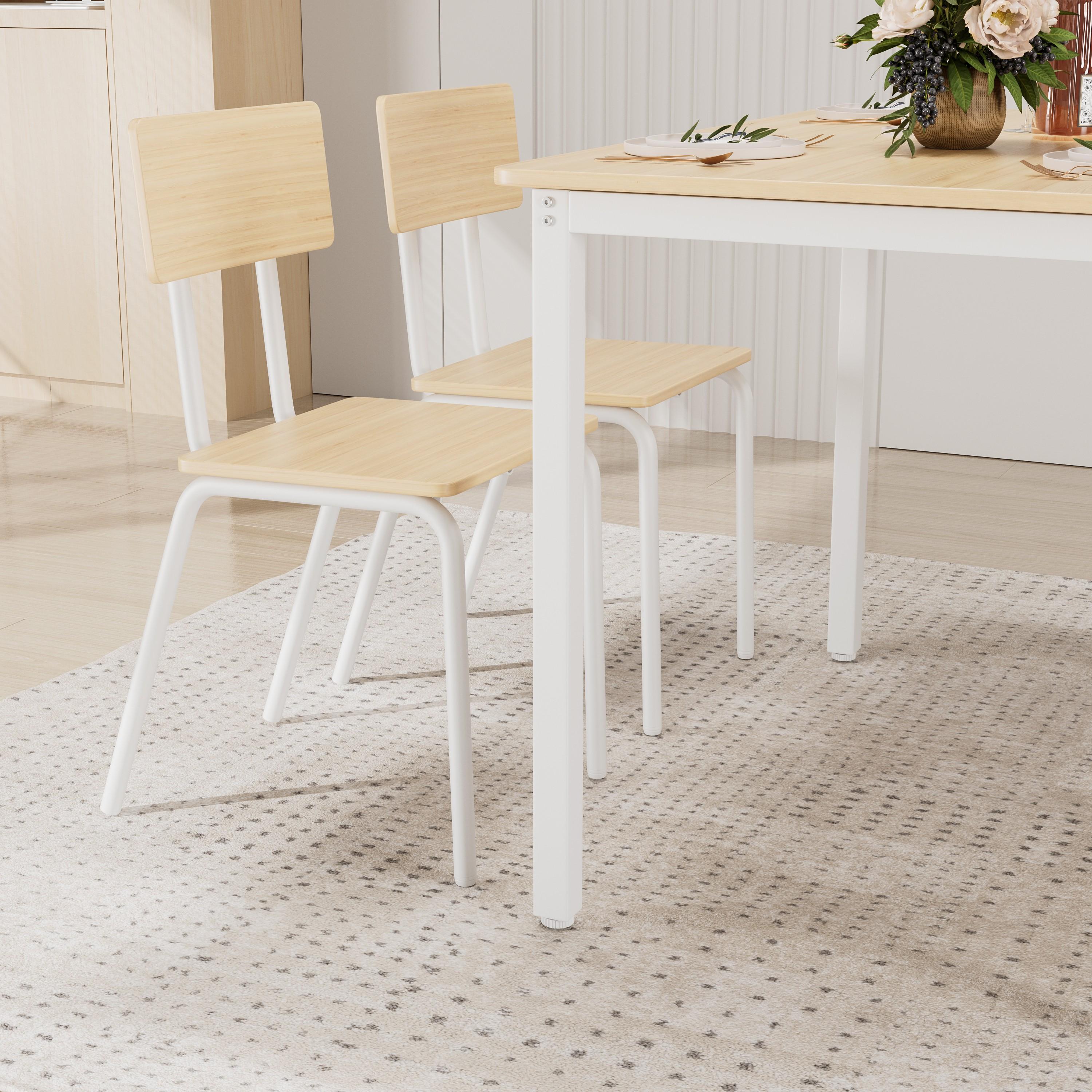 Bellemave 5-Piece Dining Table Set with 4 Chairs 43" Modern MDF Board & Metal Frame Easy Clean Space-Saving for Home Kitchen Living Room