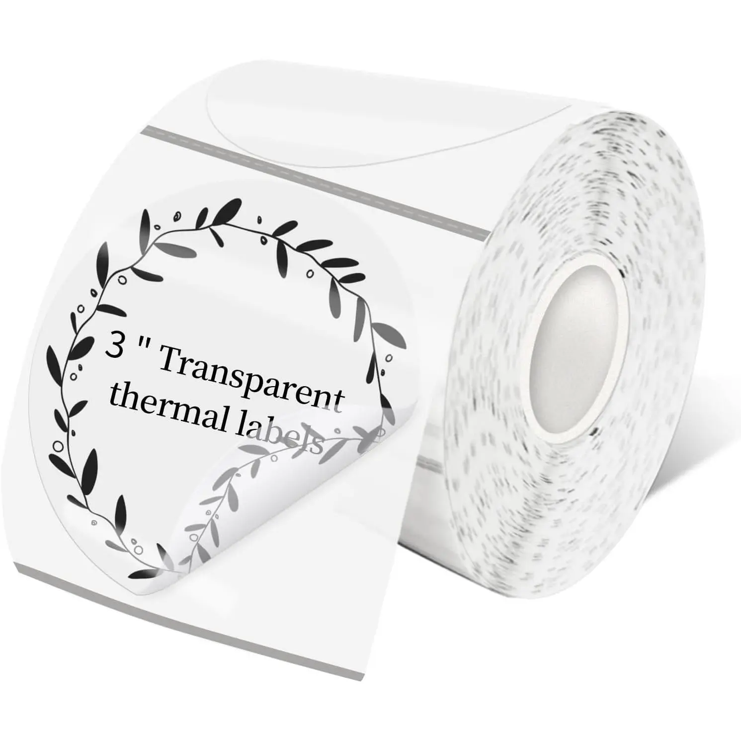 3 Inch Transparent Round Thermal Label, Self-Adhesive Clear Waterproof Circle Sticker for Logo Design, Multipurpose Direct Thermal Labels, 300 Sheets/1 Roll
