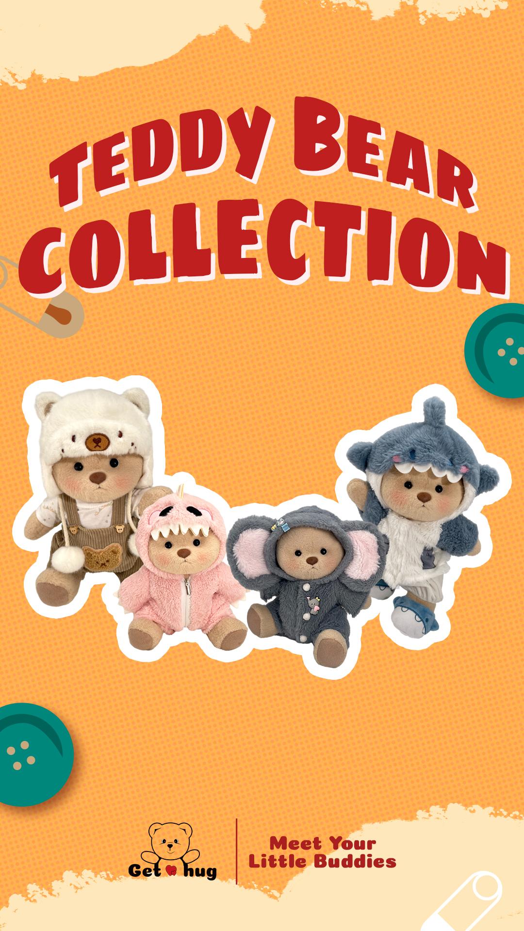 Handmade Jointed Teddy Bear | Getahug 12-inch Poseable Plush, Soft Stuffed Animal Gift for Collectors, Birthday & Valentine's Day Present, cozyvibes, little gifts for girls, Christmas Gift for Girl, Interactive Realistic Bunny