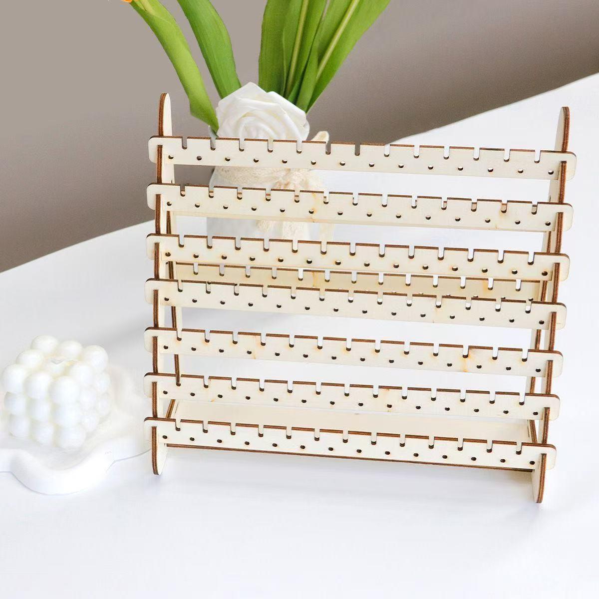 7 Layer Walnut Color Earring Storage Rack, Simple High-End Desktop Organizer, Ear Stud Display Stand, Women's Home Jewelry Holder