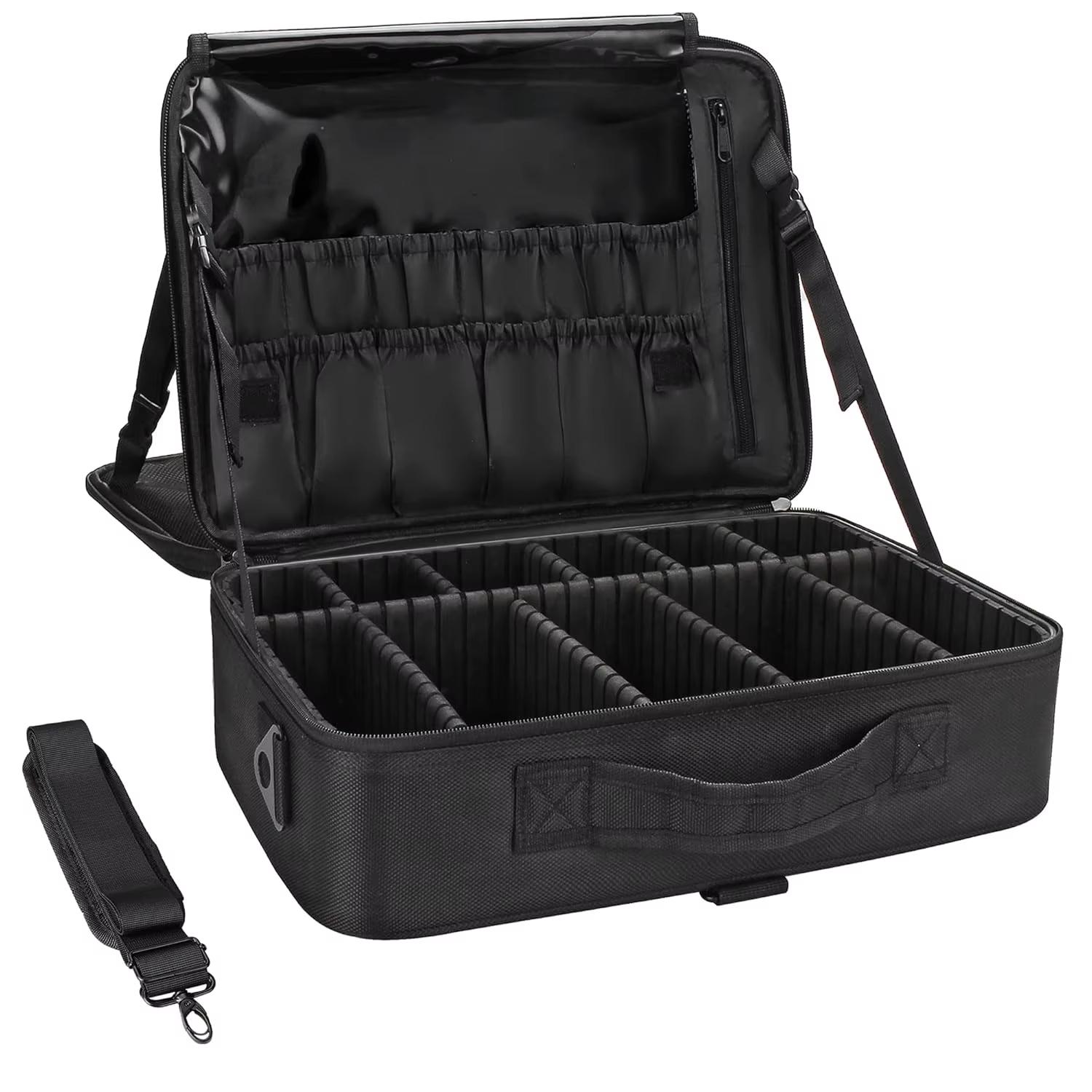 Travel Makeup Case 3 Layers, Portable Makeup Bag Organizer, Adjustable Dividers, Ideal for Artists, Compact and Durable Design