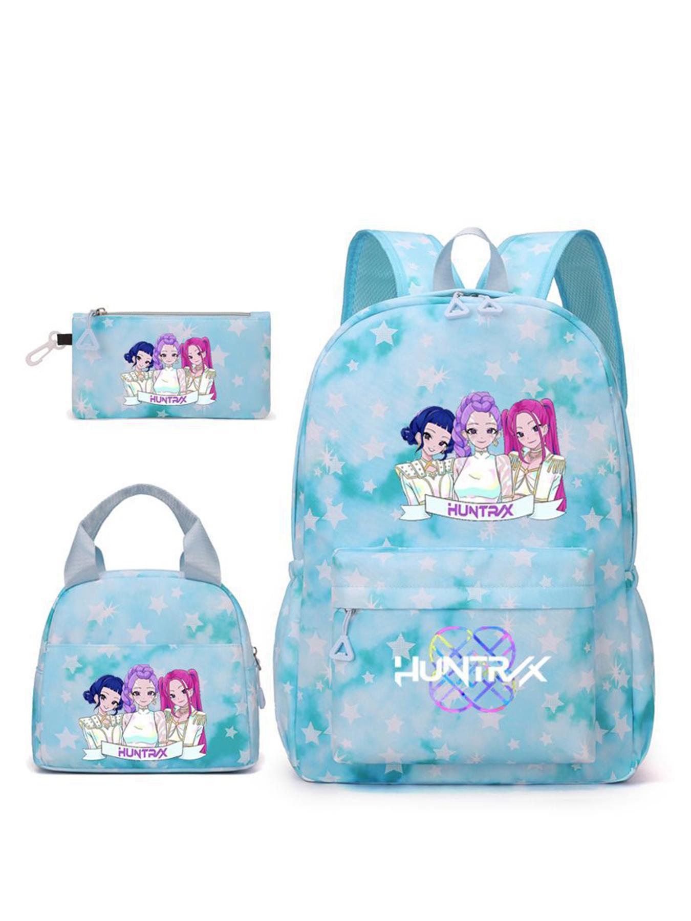Women's Large Capacity Backpack Set, Kpop Girl Group Print Zipper Closure, Fashion Versatile Trendy Bag for School Campus Commuting Shopping, Multi Compartment Backpack