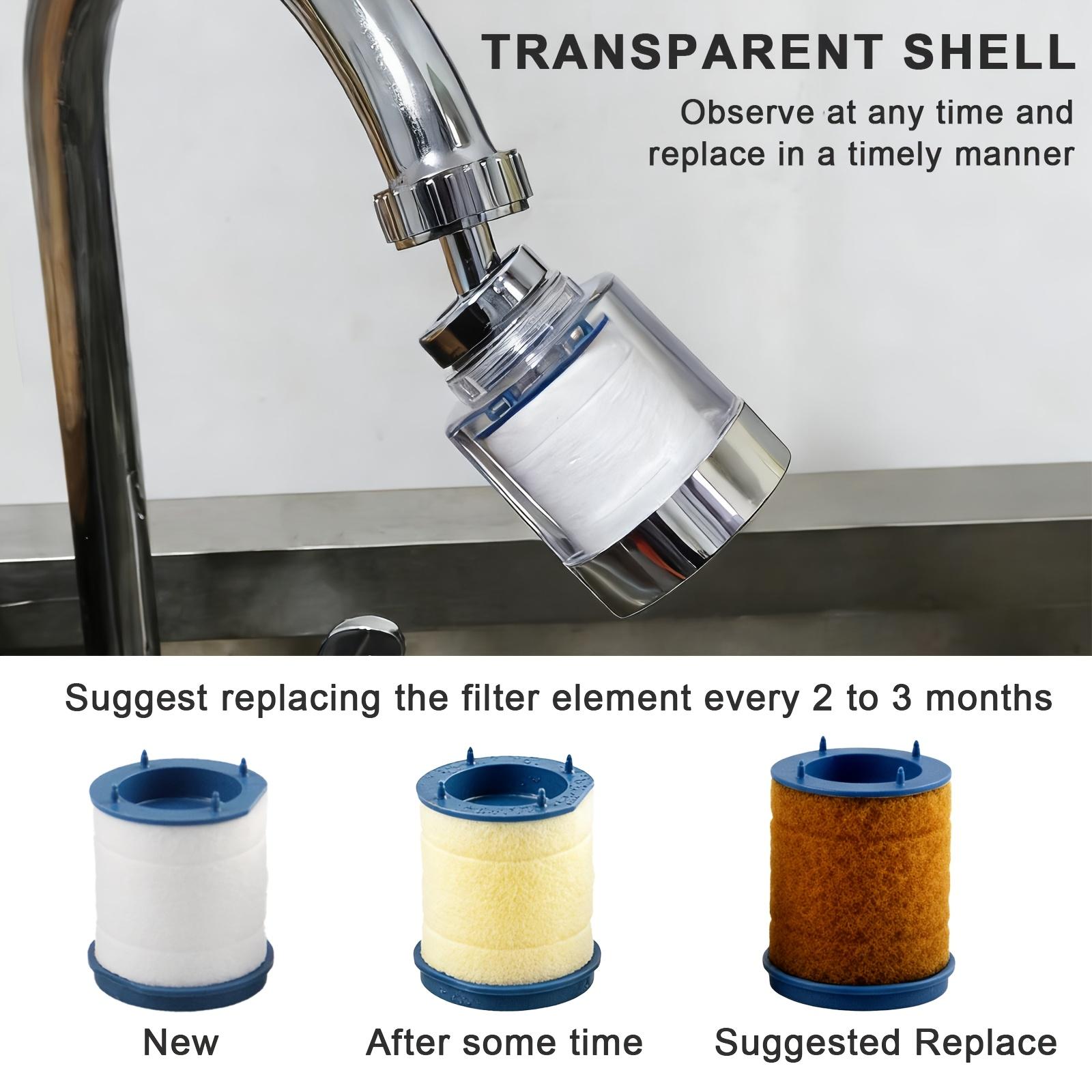 1 PC Faucet Equipped with 4 Replaceable Filter Cartridge, Splash-Resistant Faucet Spout with a Filter, Rotary Water Filter Extension for Faucets, Water Purification System for Kitchen And Bathroom