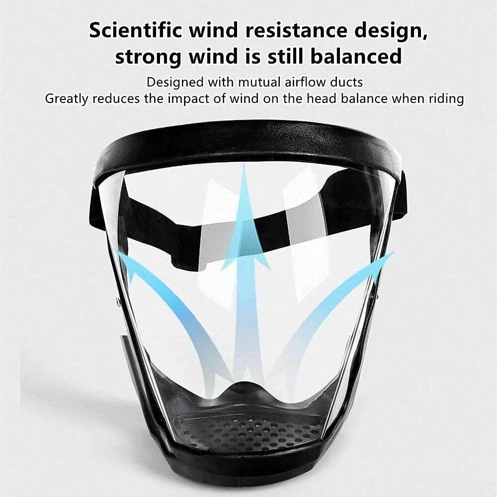 1PCS Transparent Face Mask Anti-Fog Outdoor Full Protection Face Shield HD Clear Mask Replace Safety Glasses (Black)