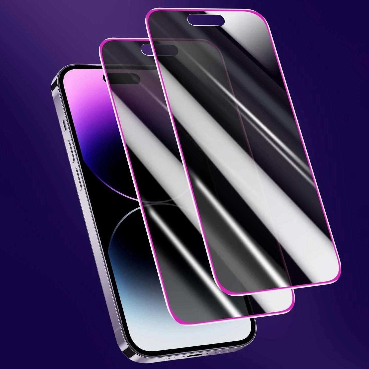 Anti-peep Glow in The Dark Tempered Glass Screen Protector, 2 Counts Phone Screen Protective Film, Phone Accessories Compatible with iPhone 14 13 15, Cover