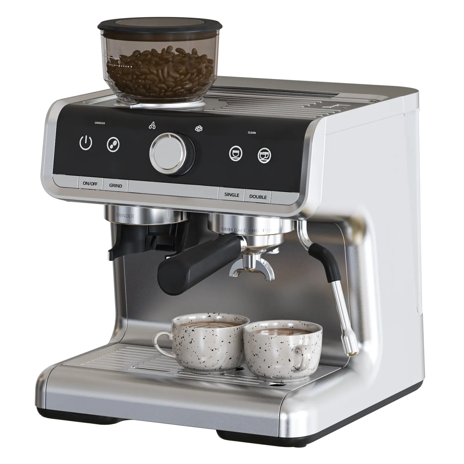 Semi-Automatic Espresso Machine - 1450W/20 Bar Professional Coffee Machine, 30 Grinder Settings