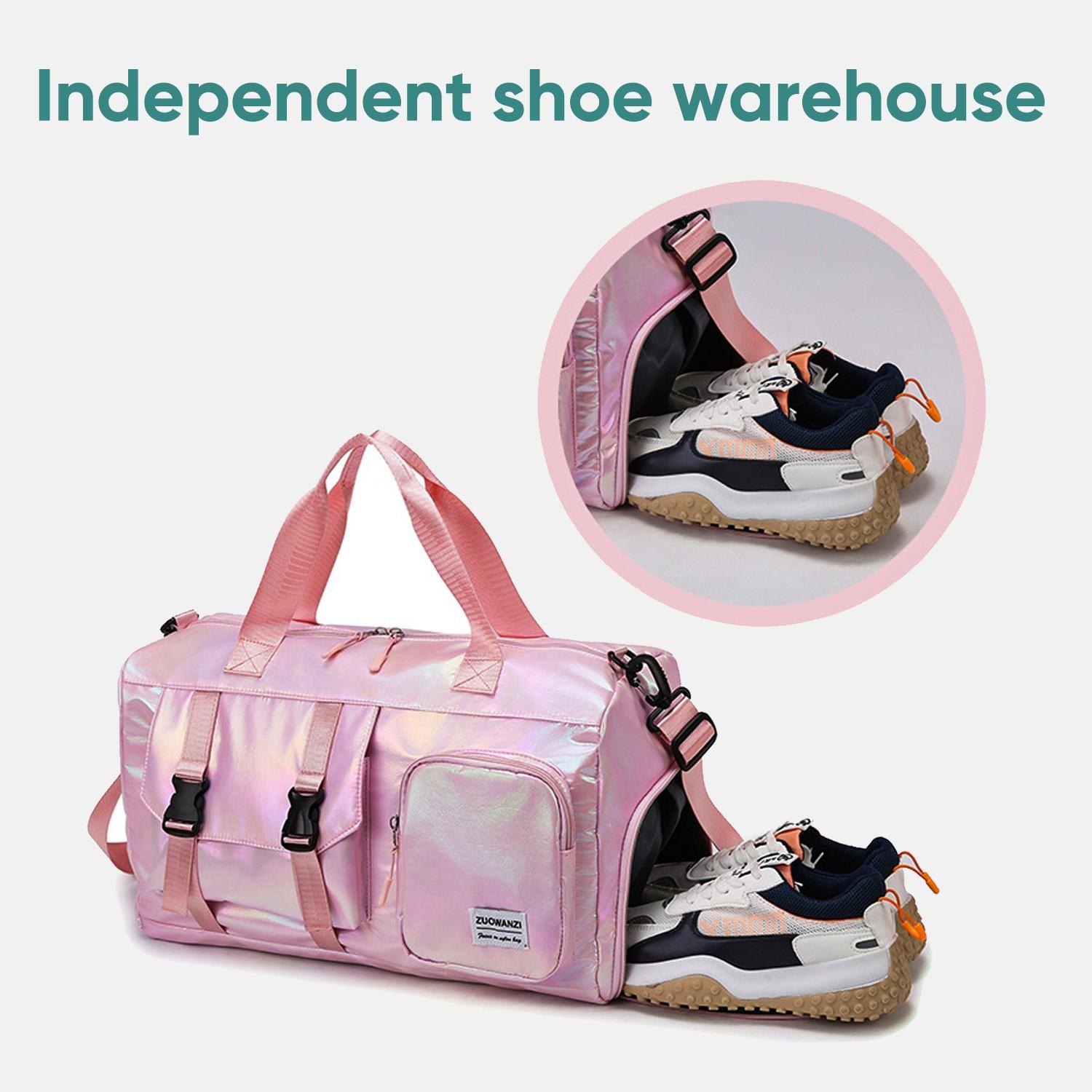 Cute and stylish travel organizer bag/luggage bag - fashionable color-changing waterproof fabric, with handles, shoulder strap, or crossbody wear, suitable for travel, fitness, and yoga - multi-functional carry-on luggage with adjustable shoulder strap